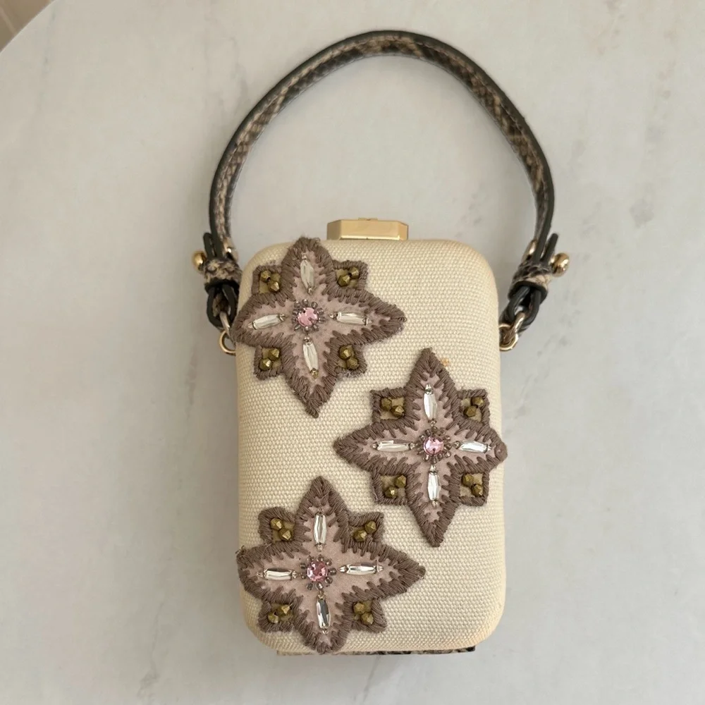 Tory Burch Jardin Canvas Minaudiere Clutch